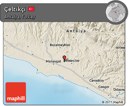 Shaded Relief 3D Map of Çeltikçi