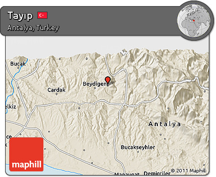 Shaded Relief 3D Map of Tayıp