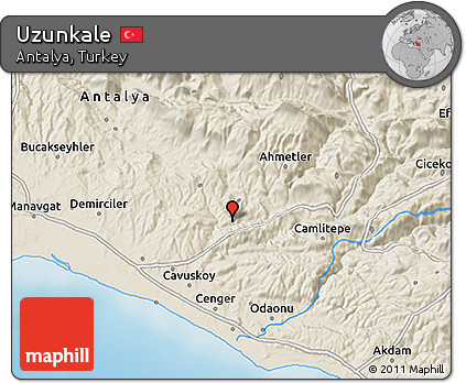 Shaded Relief 3D Map of Uzunkale