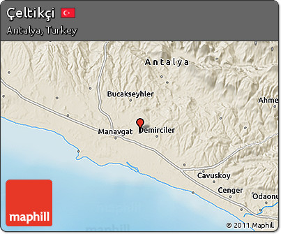 Shaded Relief 3D Map of Çeltikçi