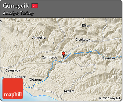 Shaded Relief 3D Map of Güneycik