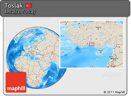 Shaded Relief Location Map of Toslak
