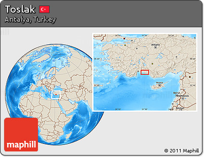 Shaded Relief Location Map of Toslak