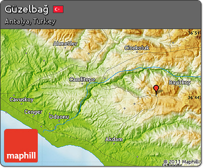 Physical Map of Güzelbağ