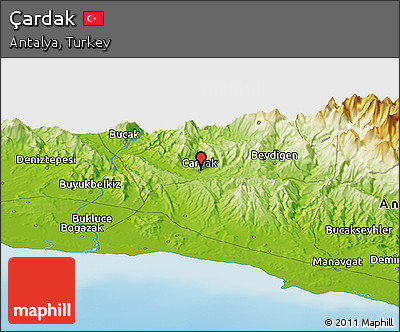 Physical Panoramic Map of Çardak