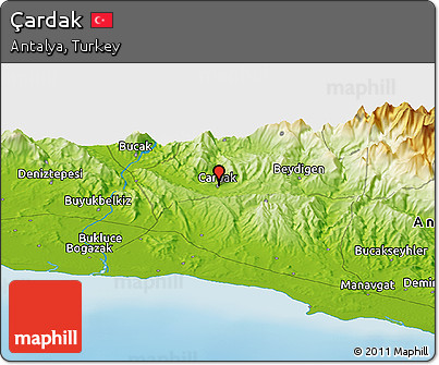 Physical Panoramic Map of Çardak