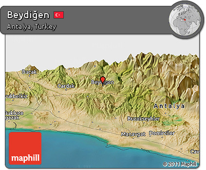 Satellite Panoramic Map of Beydiğen
