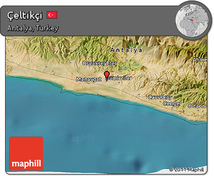 Satellite Panoramic Map of Çeltikçi