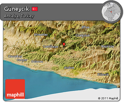 Satellite Panoramic Map of Güneycik