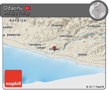 Shaded Relief Panoramic Map of Odaönü