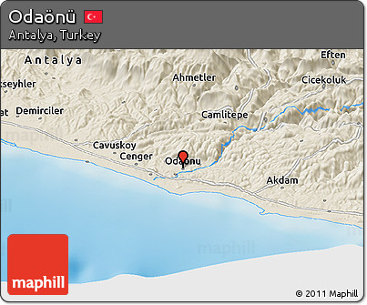 Shaded Relief Panoramic Map of Odaönü