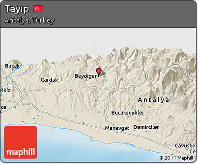 Shaded Relief Panoramic Map of Tayıp