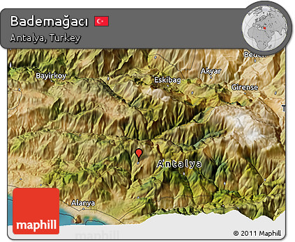 Satellite 3D Map of Bademağacı