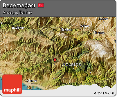 Satellite 3D Map of Bademağacı