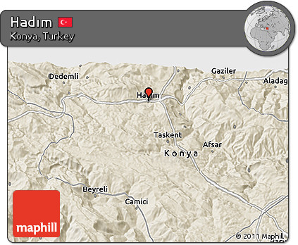 Shaded Relief 3D Map of Hadım