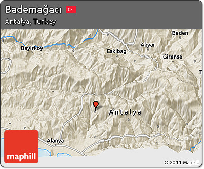 Shaded Relief 3D Map of Bademağacı