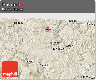 Shaded Relief 3D Map of Hadım