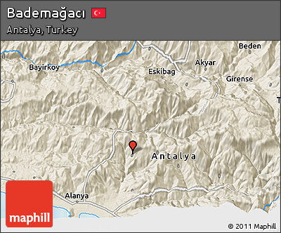 Shaded Relief 3D Map of Bademağacı