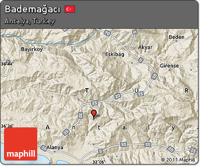 Shaded Relief Map of Bademağacı