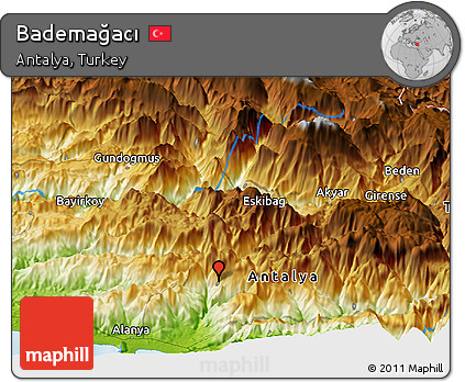Physical Panoramic Map of Bademağacı