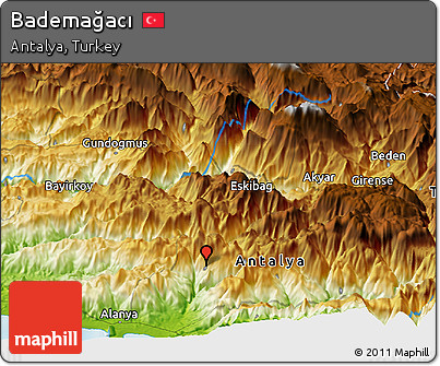 Physical Panoramic Map of Bademağacı