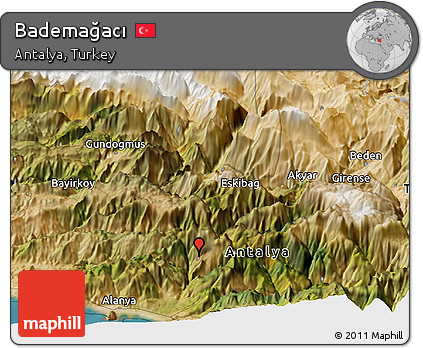 Satellite Panoramic Map of Bademağacı