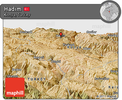 Satellite Panoramic Map of Hadım