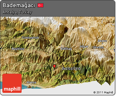 Satellite Panoramic Map of Bademağacı