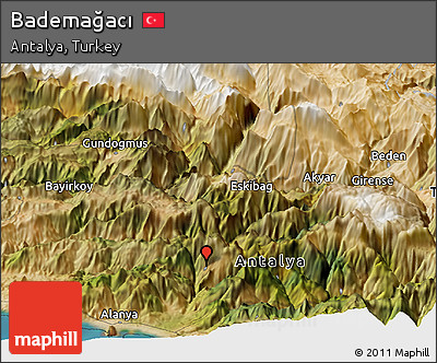 Satellite Panoramic Map of Bademağacı