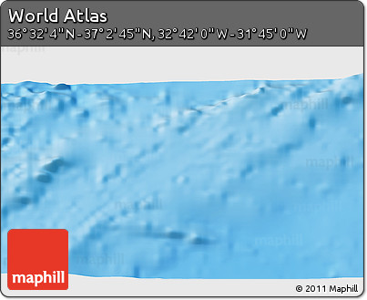 Physical 3D Map of the Area around 36° 47' 25" N, 32° 13' 30" W