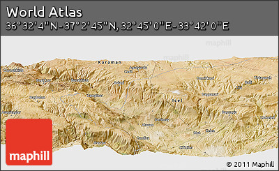 Satellite Panoramic Map of the Area around 36° 47' 25" N, 33° 13' 30" E