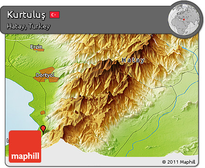 Physical Panoramic Map of Kurtuluş