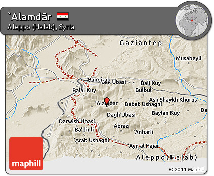 Shaded Relief Panoramic Map of `Alamdār