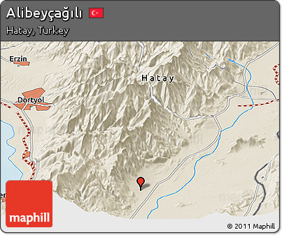 Shaded Relief Panoramic Map of Alibeyçağılı