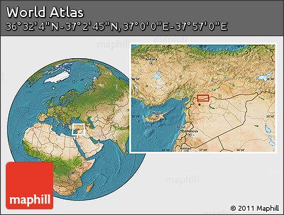 Satellite Location Map of the Area around 36° 47' 25" N, 37° 28' 30" E