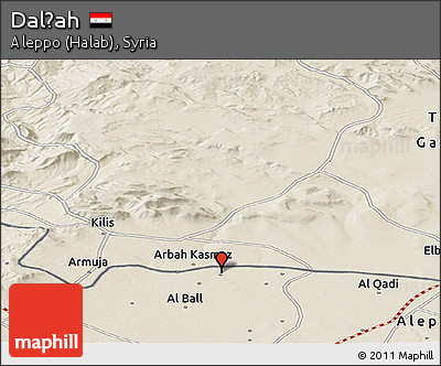 Shaded Relief Panoramic Map of Dalḩah