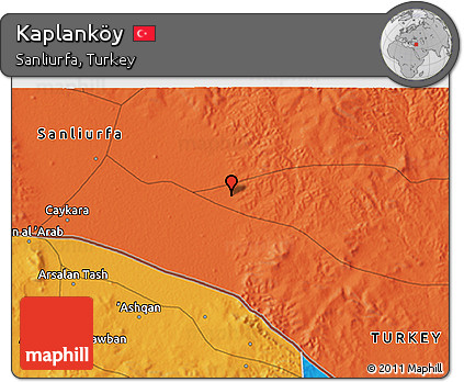 Political 3D Map of Kaplanköy