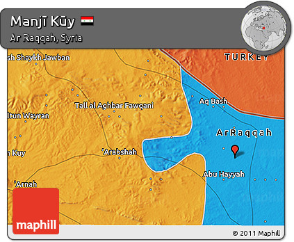 Political 3D Map of Manjī Kūy