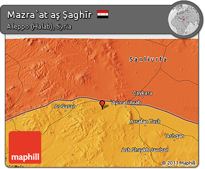 Political 3D Map of Mazra`at Aş Şaghīr