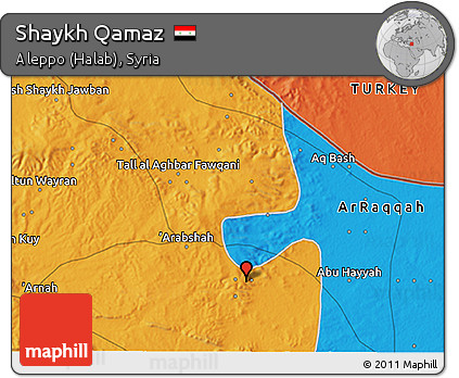 Political 3D Map of Shaykh Qamaz
