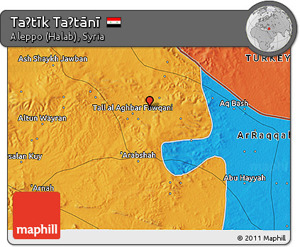 Political 3D Map of Taḩtīk Taḩtānī