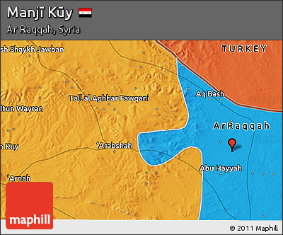 Political 3D Map of Manjī Kūy
