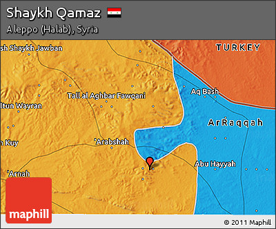 Political 3D Map of Shaykh Qamaz