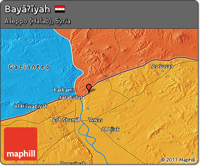 Political 3D Map of Bayāḑīyah