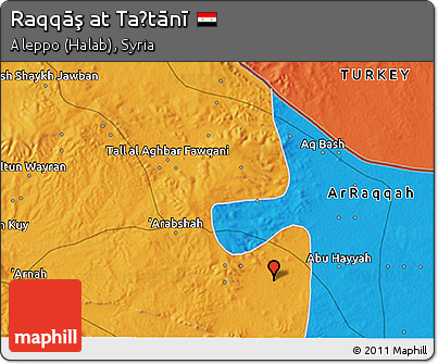 Political 3D Map of Raqqāş At Taḩtānī