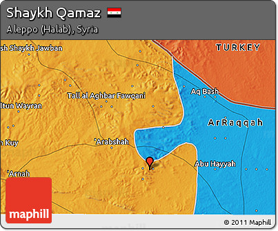 Political 3D Map of Shaykh Qamaz