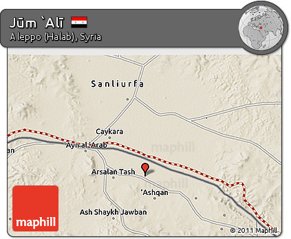 Shaded Relief 3D Map of Jūm `Alī