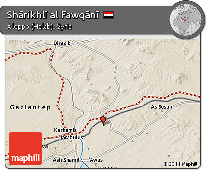 Shaded Relief 3D Map of Shārikhlī Al Fawqānī