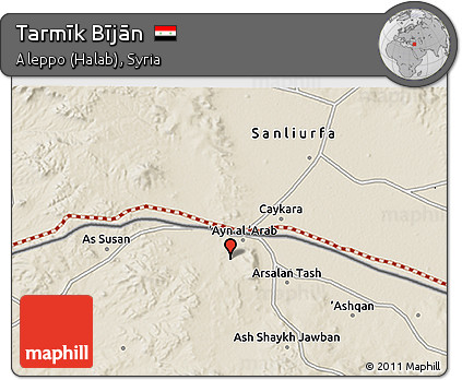 Shaded Relief 3D Map of Tarmīk Bījān