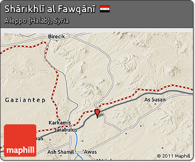 Shaded Relief 3D Map of Shārikhlī Al Fawqānī